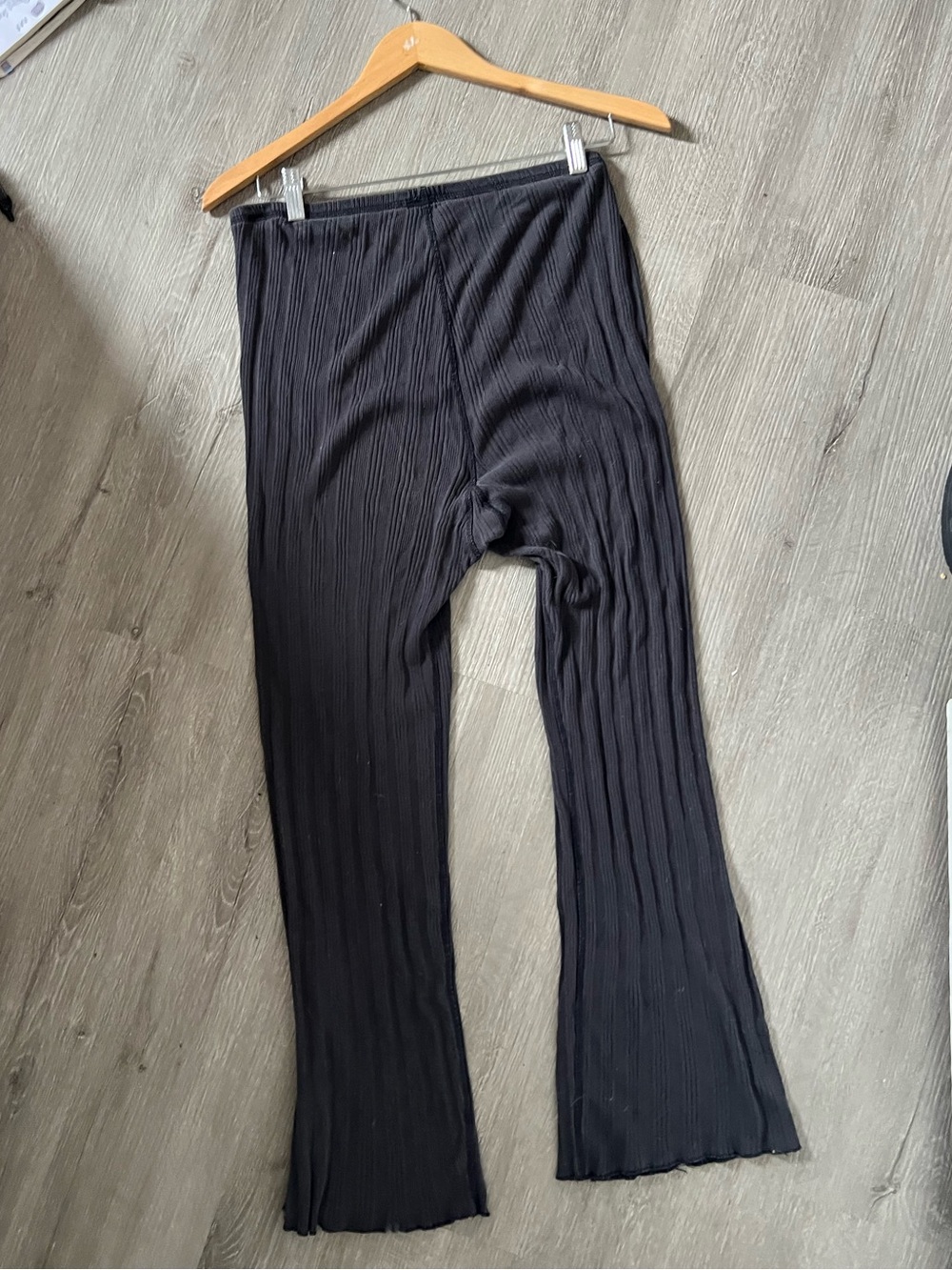 Doen Ribbed Knit 100% Cotton Wide-Leg Pants - Picture 2 of 5